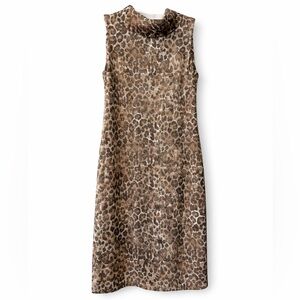 J. McLaughlin Faux Suede Midi Dress leopard size S sleeveless